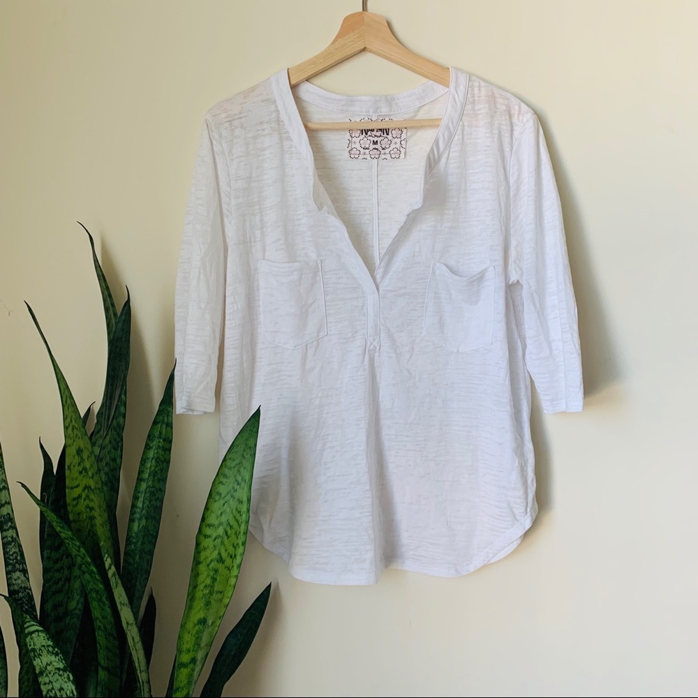 Nation Ltd burnout white t shirt top